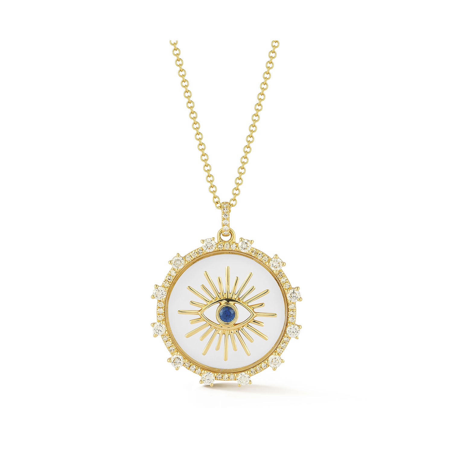 Floating Evil Eye Necklace 14k Gold EF Collection EF Collection