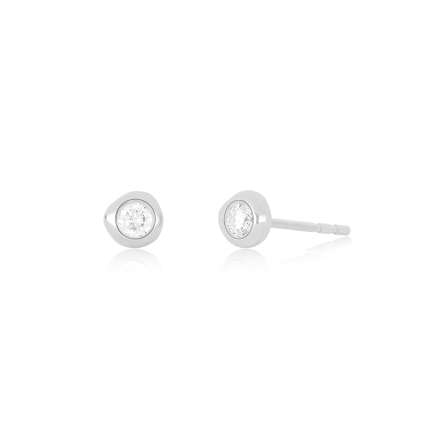 Diamond Pillow Stud Earrings in 14k white gold