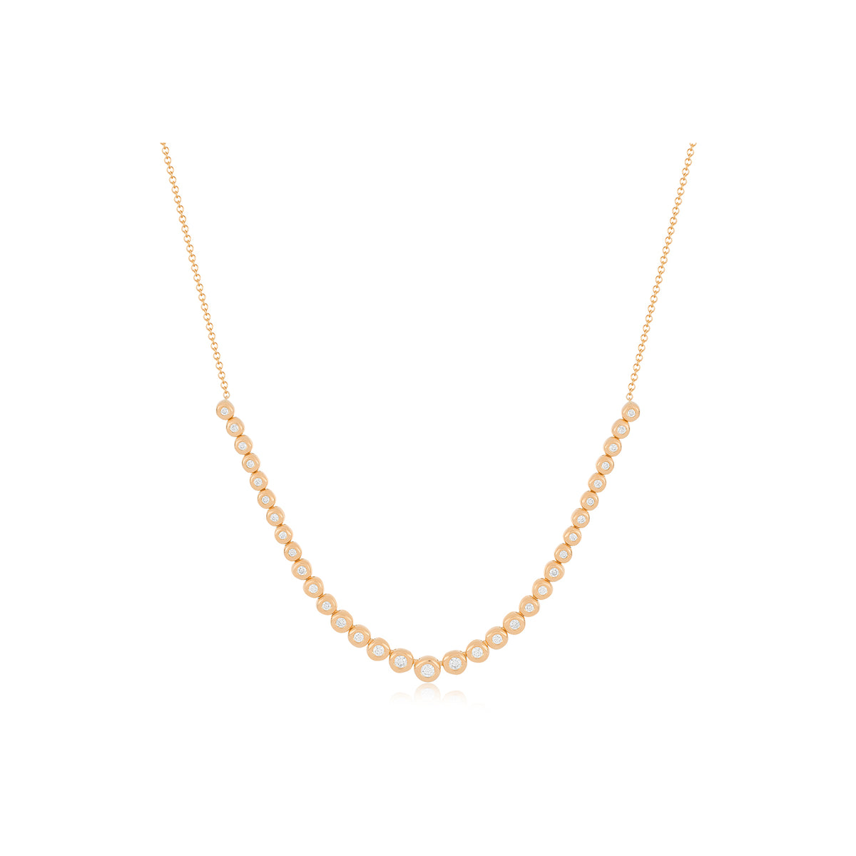 Graduated Diamond Pillow Necklace in 14k rose gold