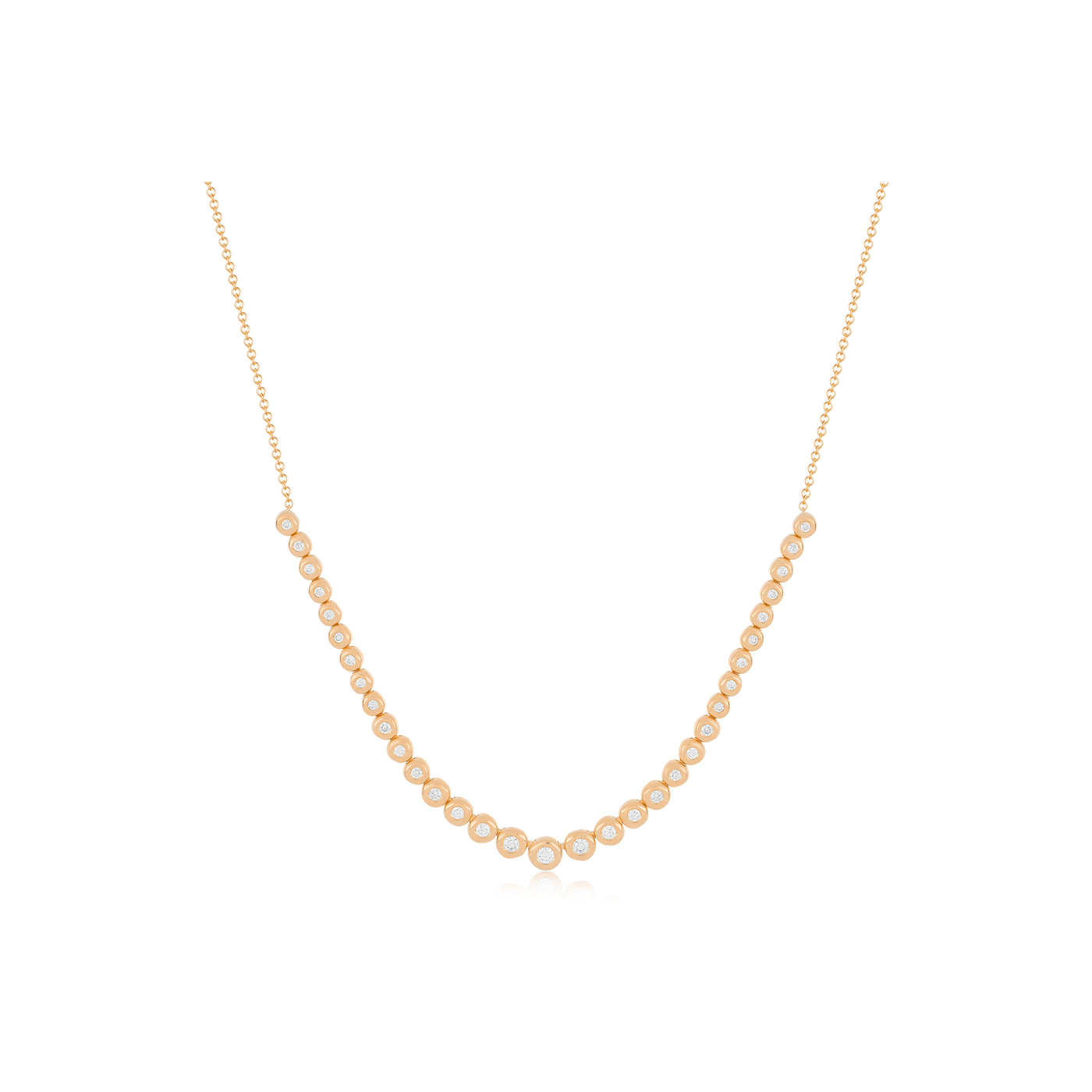 Graduated Diamond Pillow Necklace in 14k rose gold