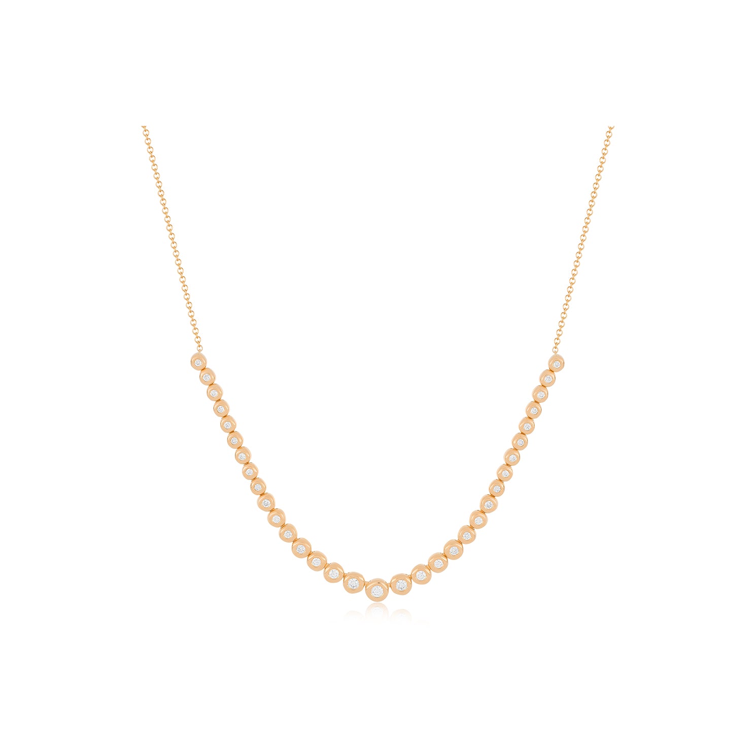 Graduated Diamond Pillow Necklace in 14k rose gold