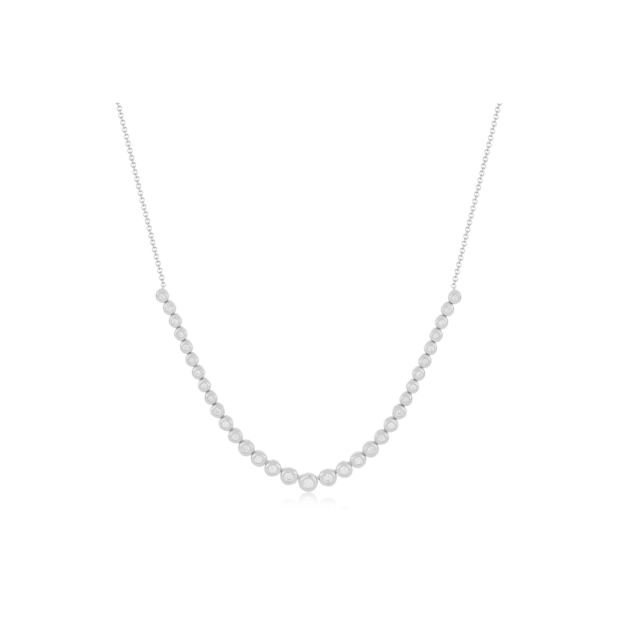 Graduated Diamond Pillow Necklace in 14k white gold