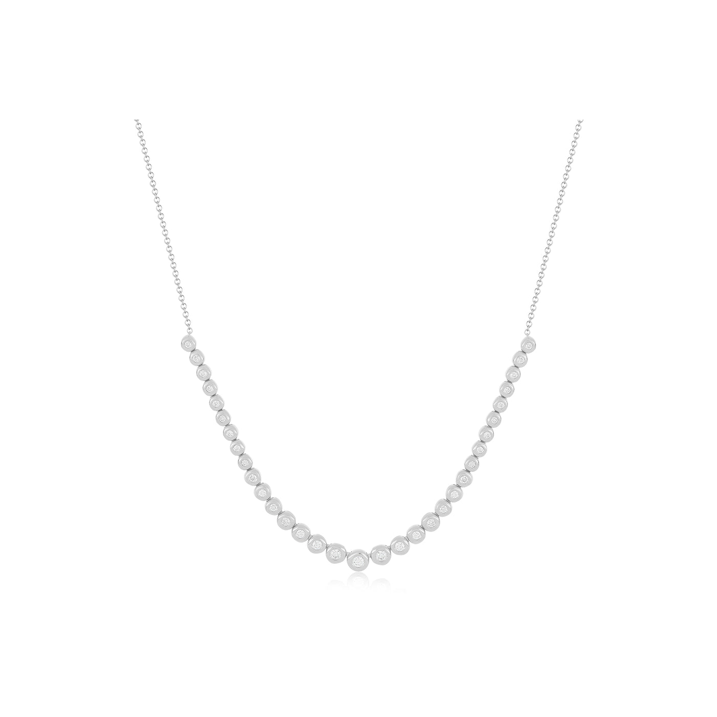 Graduated Diamond Pillow Necklace in 14k white gold