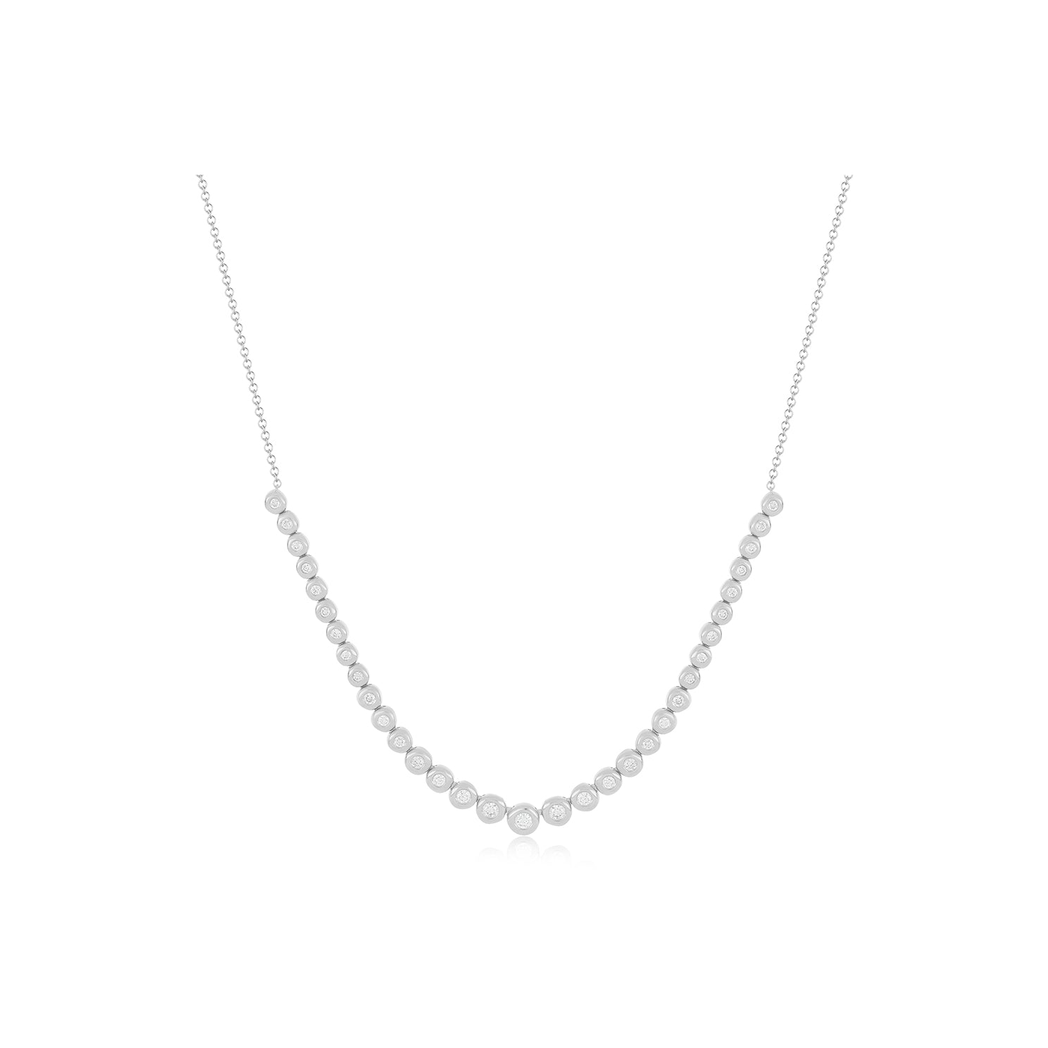 Graduated Diamond Pillow Necklace in 14k white gold
