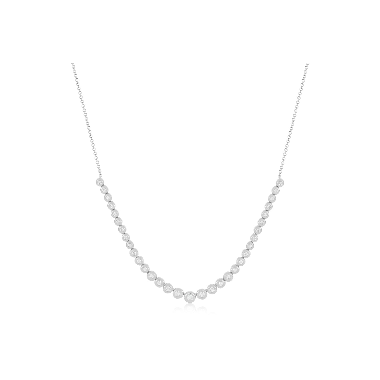 Graduated Diamond Pillow Necklace in 14k white gold