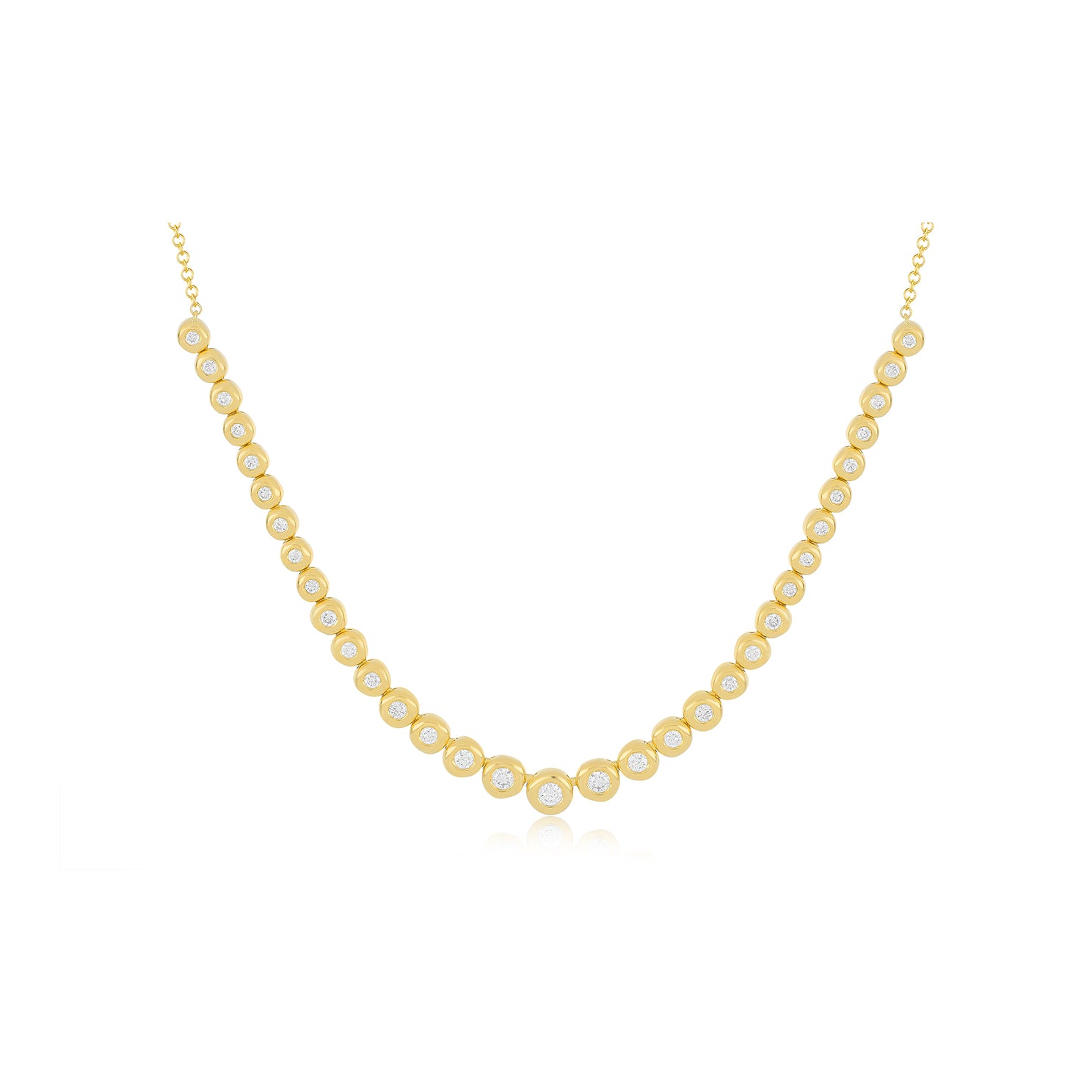 Graduated Diamond Pillow Necklace in 14k yellow gold