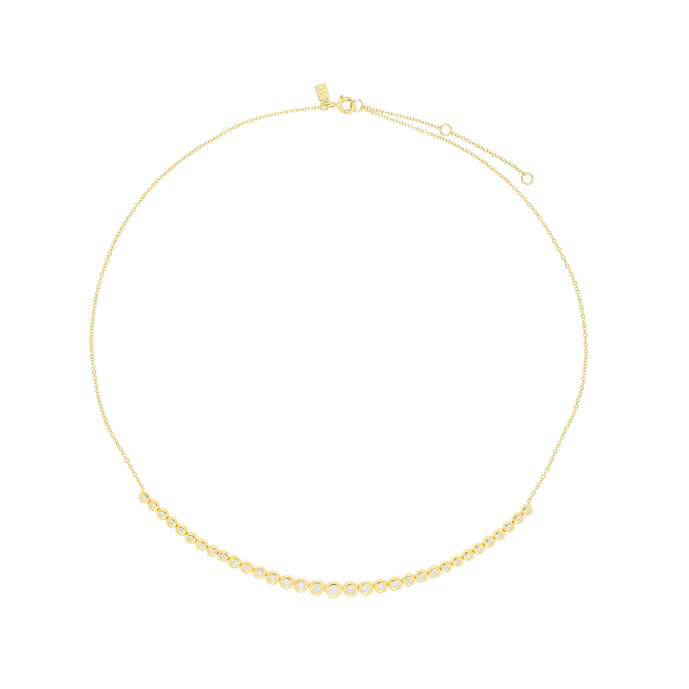 Graduated Diamond Pillow Necklace in 14k yellow gold