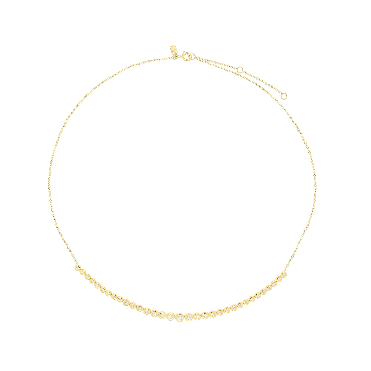 Graduated Diamond Pillow Necklace in 14k yellow gold