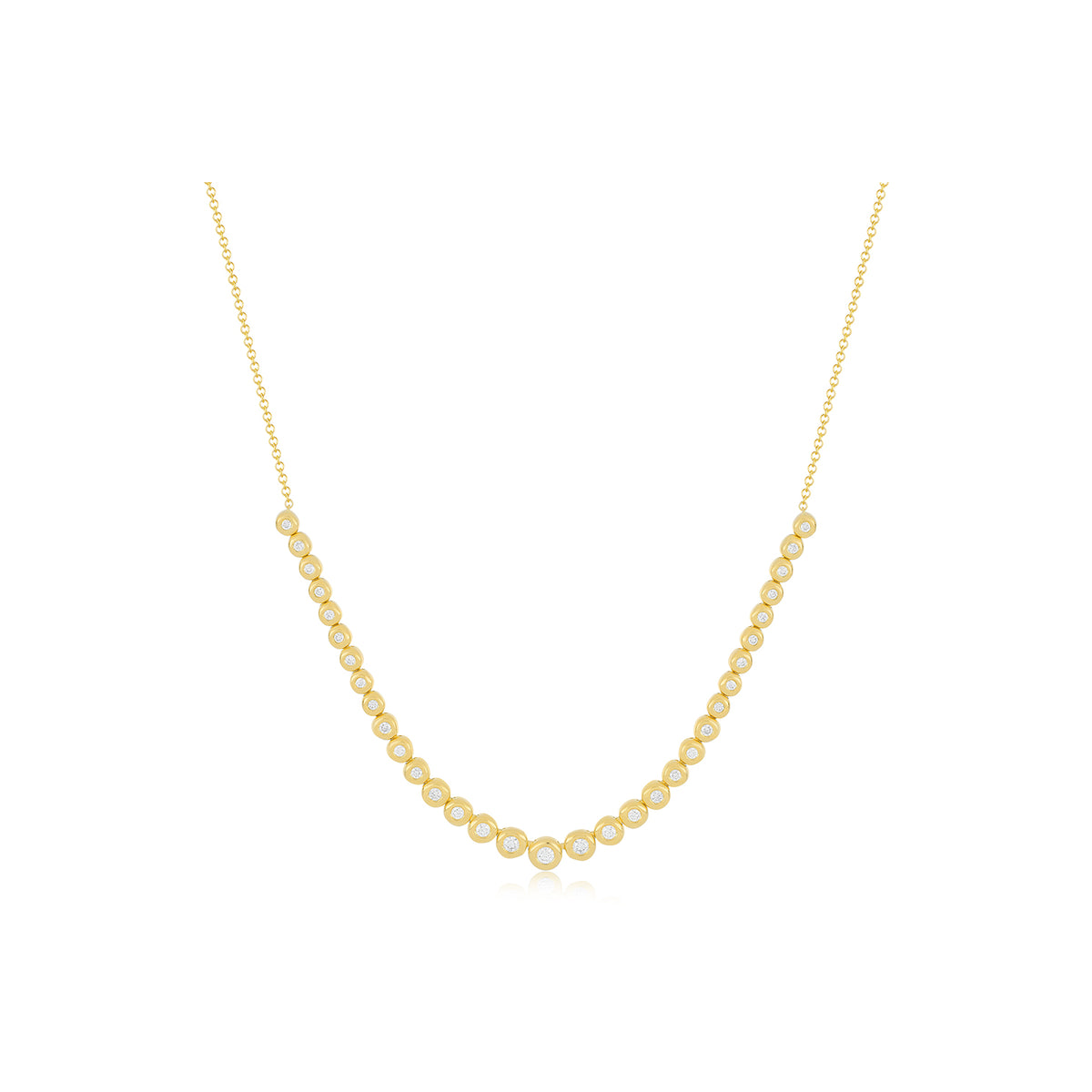 Graduated Diamond Pillow Necklace in 14k yellow gold