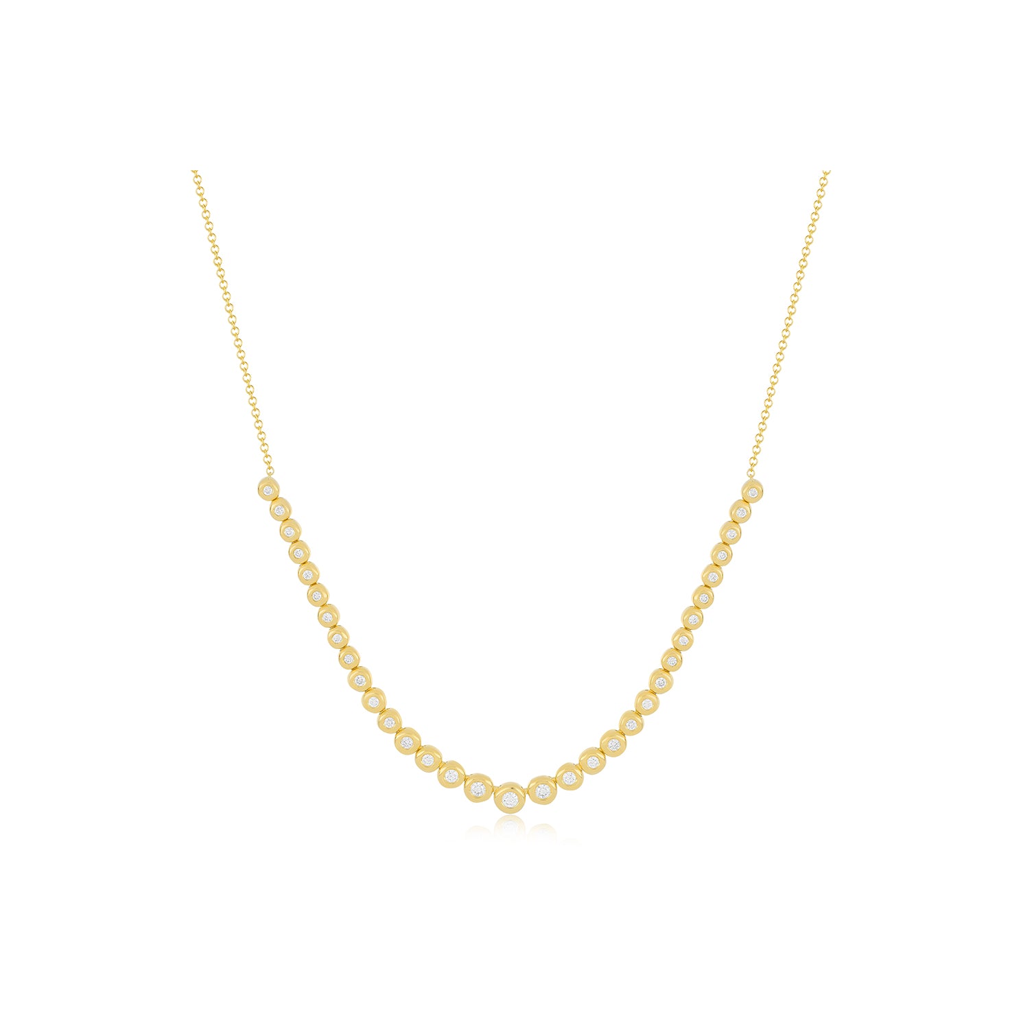 Graduated Diamond Pillow Necklace in 14k yellow gold