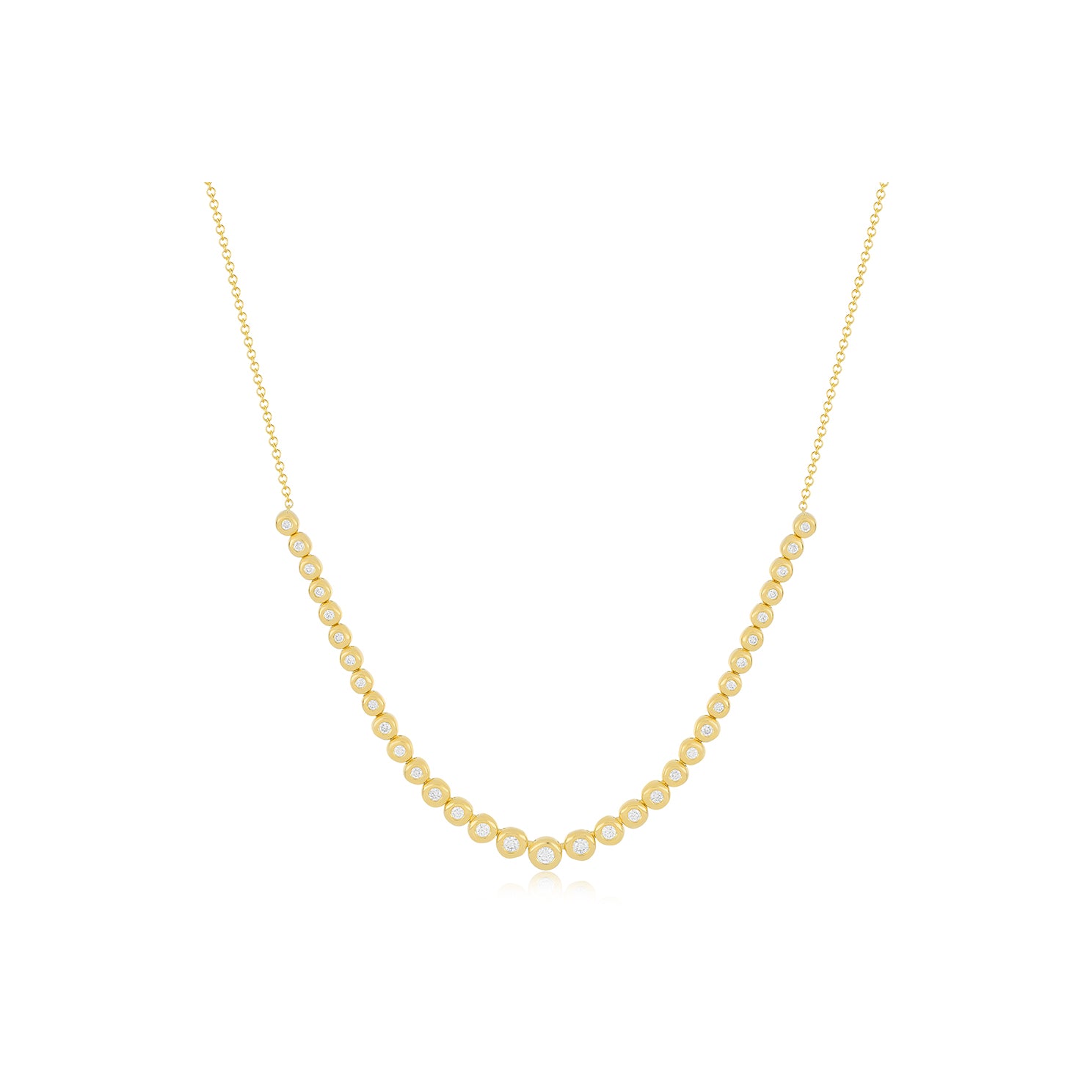 Graduated Diamond Pillow Necklace in 14k yellow gold