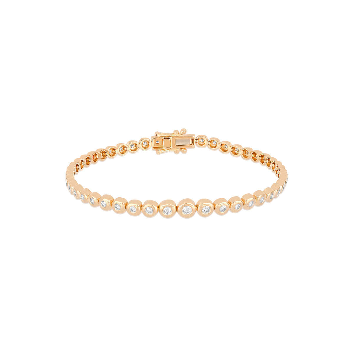 Graduated Diamond Pillow Eternity Bracelet in 14k rose gold