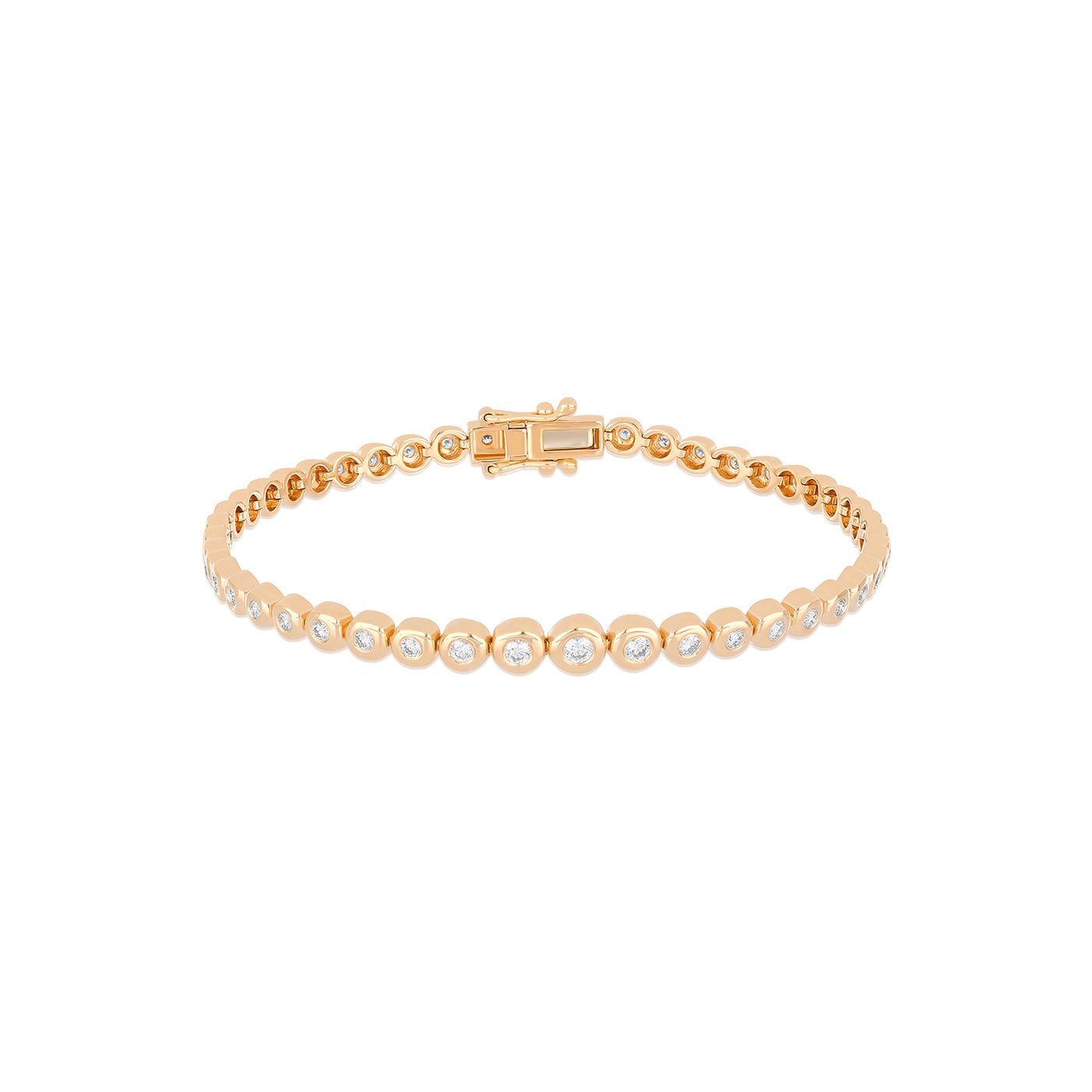 Graduated Diamond Pillow Eternity Bracelet in 14k rose gold