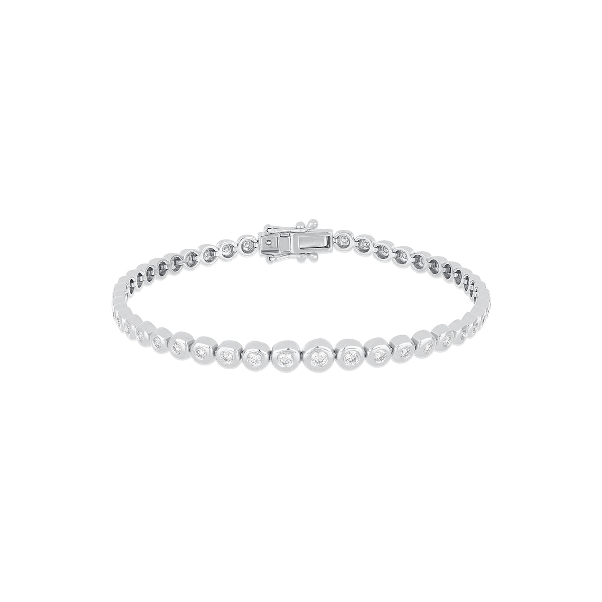 Graduated Diamond Pillow Eternity Bracelet in 14k white gold