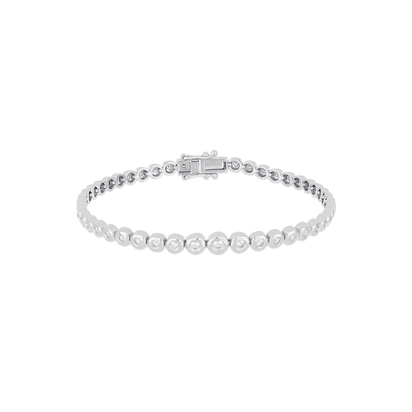 Graduated Diamond Pillow Eternity Bracelet in 14k white gold