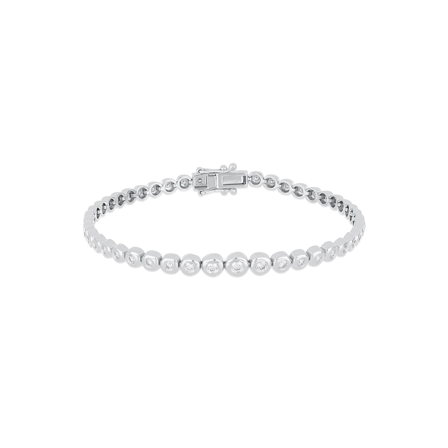 Graduated Diamond Pillow Eternity Bracelet in 14k white gold