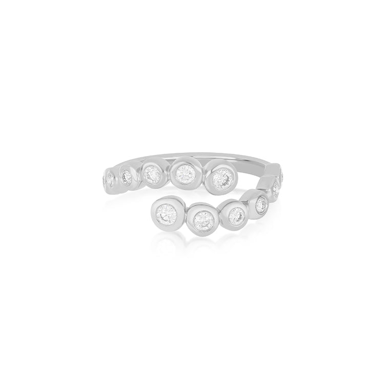 Graduated Diamond Pillow Wrap Ring in 14k white gold