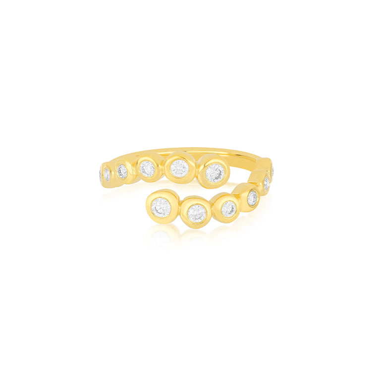 Graduated Diamond Pillow Wrap Ring in 14k yellow gold