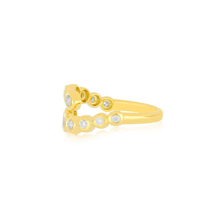 Graduated Diamond Pillow Wrap Ring in 14k yellow gold