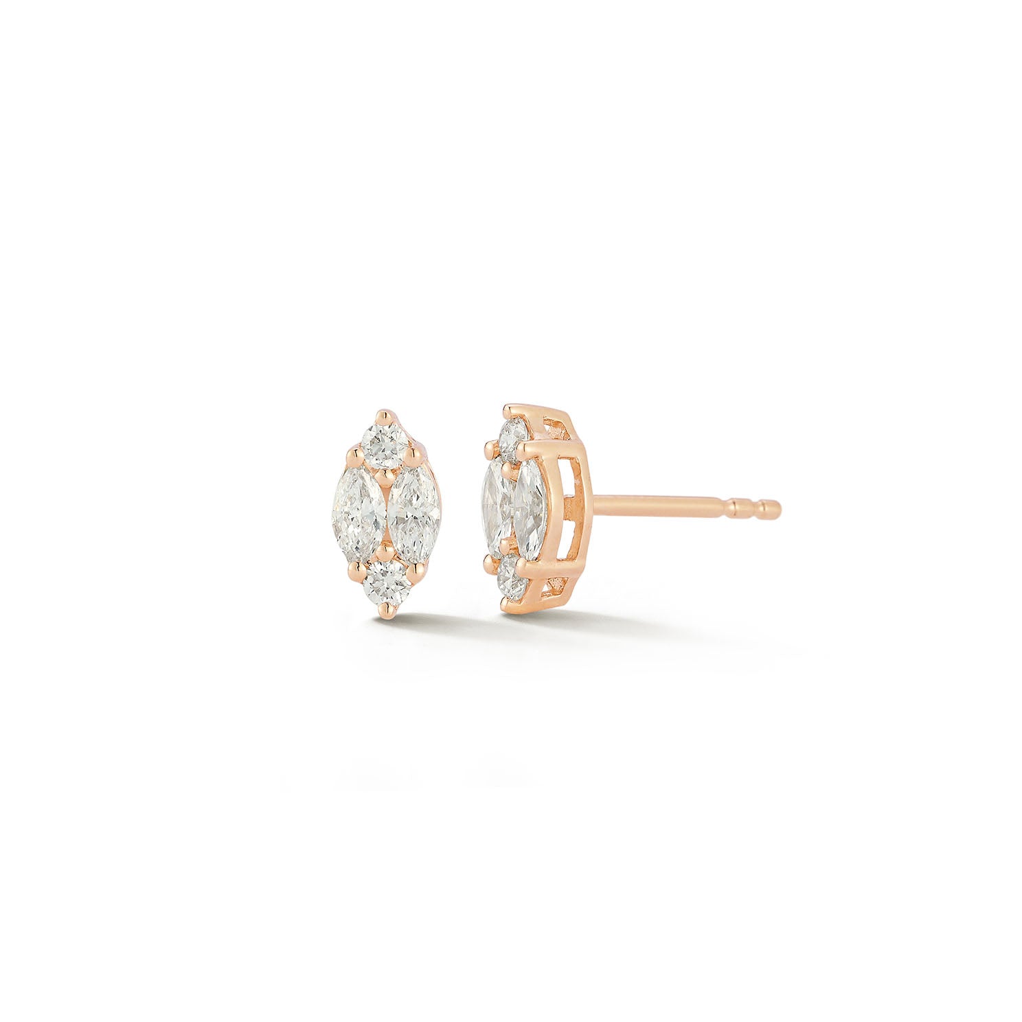 Diamond Illusion Marquise Stud Earrings in 14k rose gold