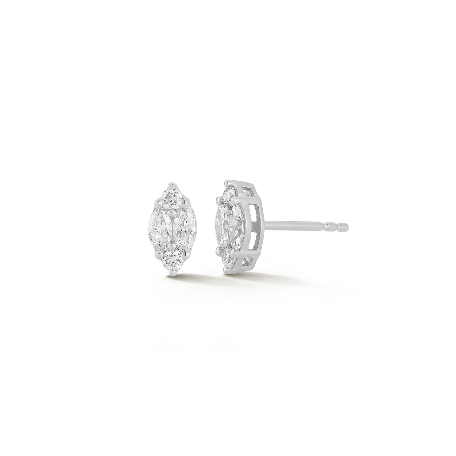 Diamond Illusion Marquise Stud Earrings in 14k white gold