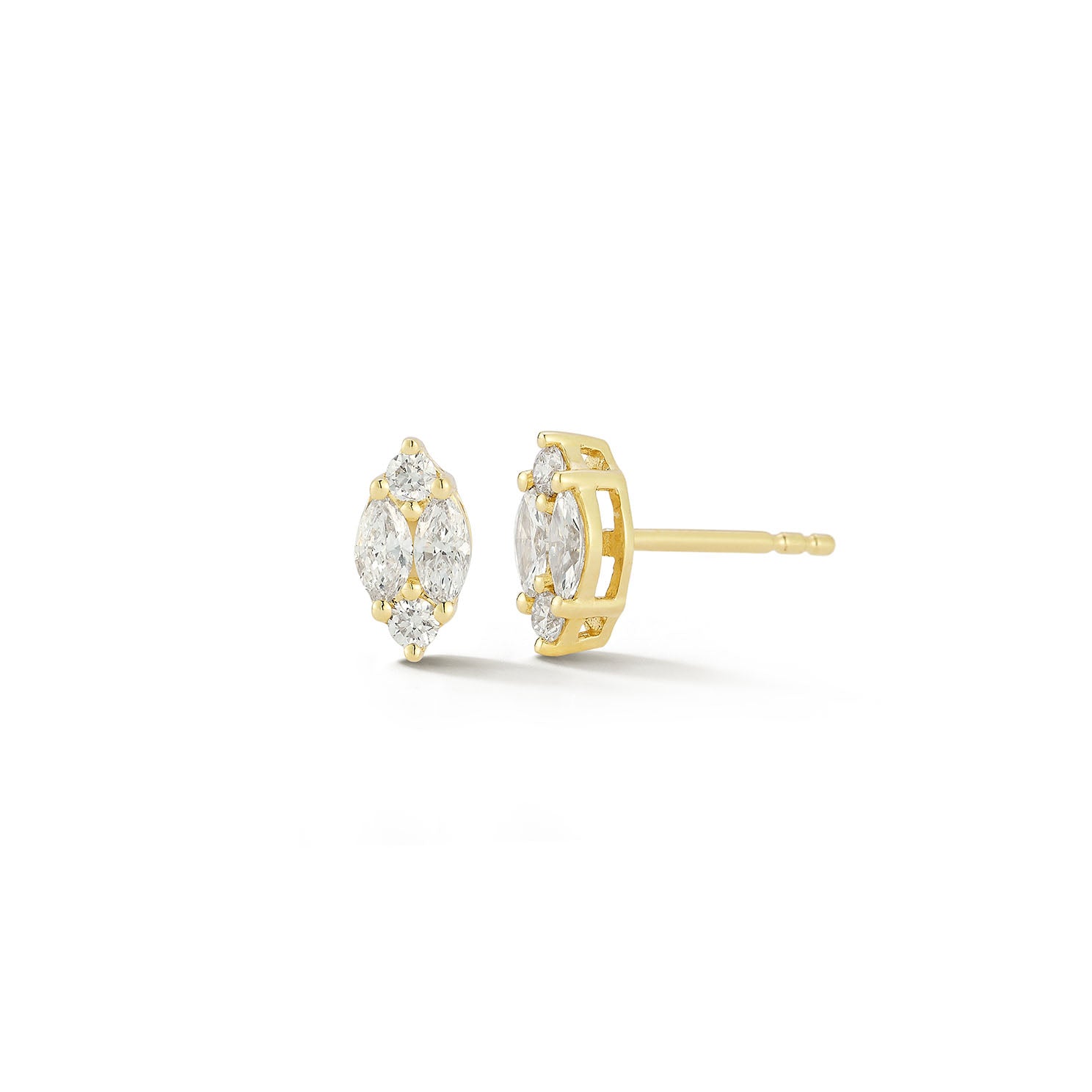 Diamond Illusion Marquise Stud Earrings in 14k yellow gold