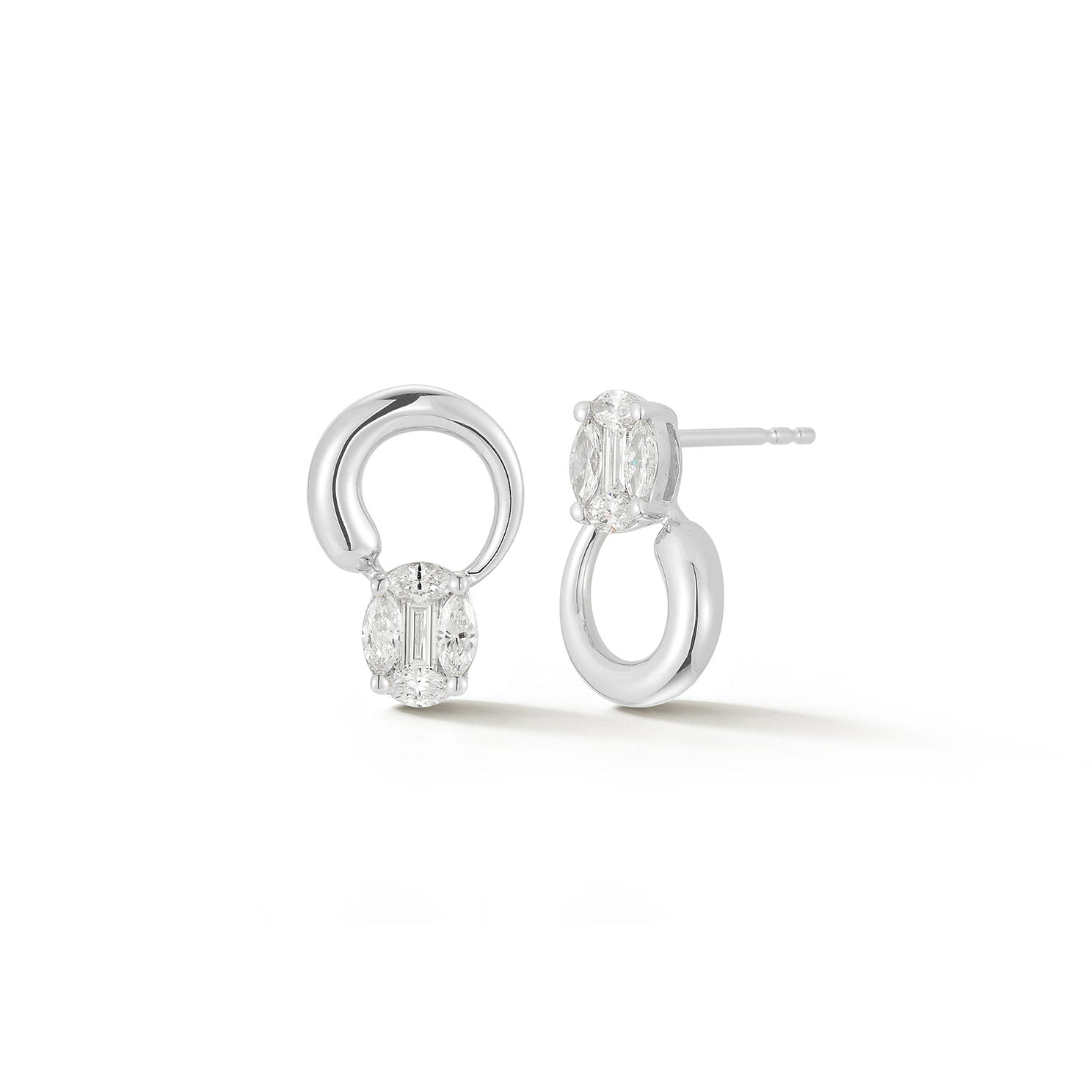 The Iris Illusion Stud Earrings in 14k white gold