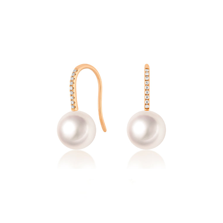Pearl Ball Drop Earrings in 14k rose gold