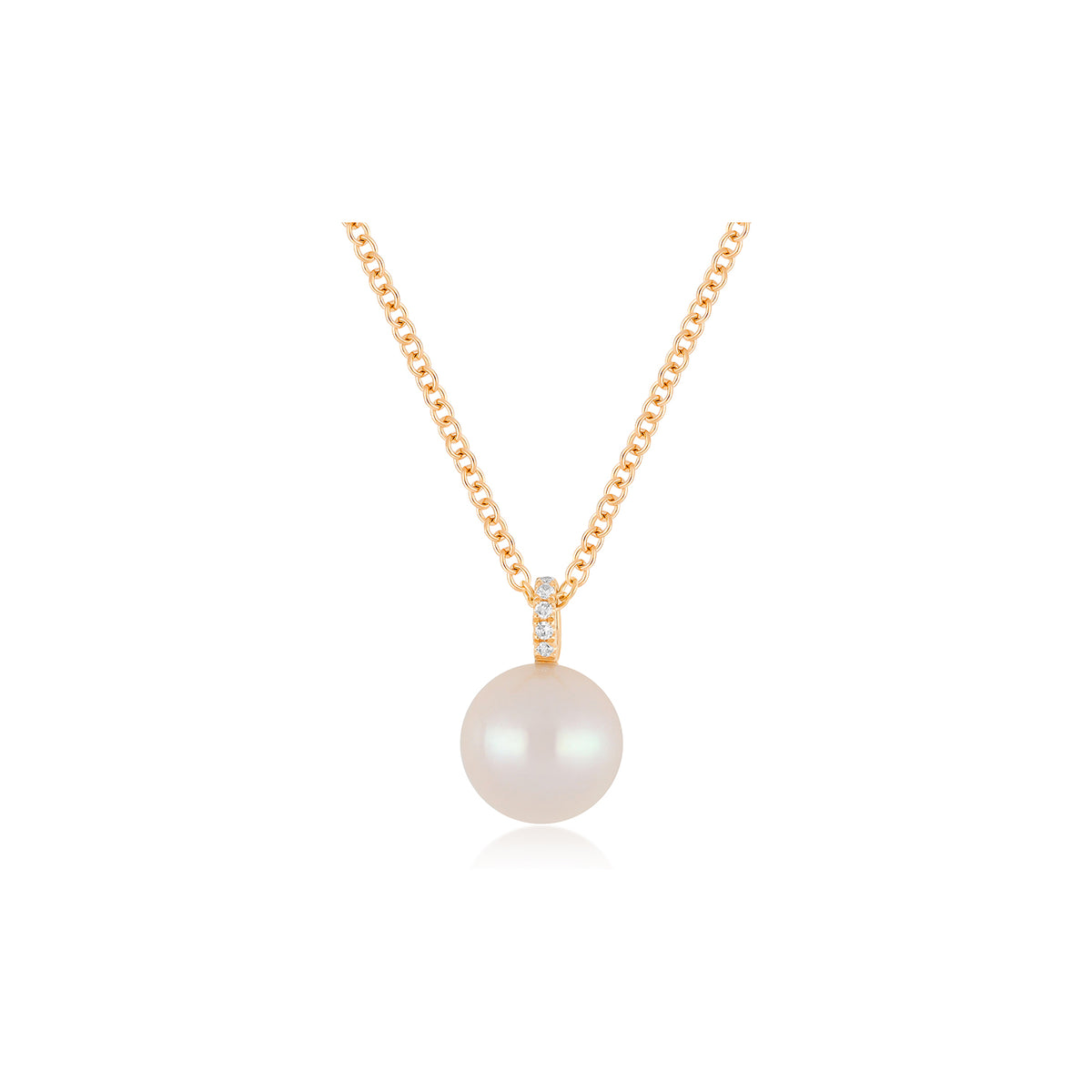 Pearl Ball Drop Necklace in 14k rose gold