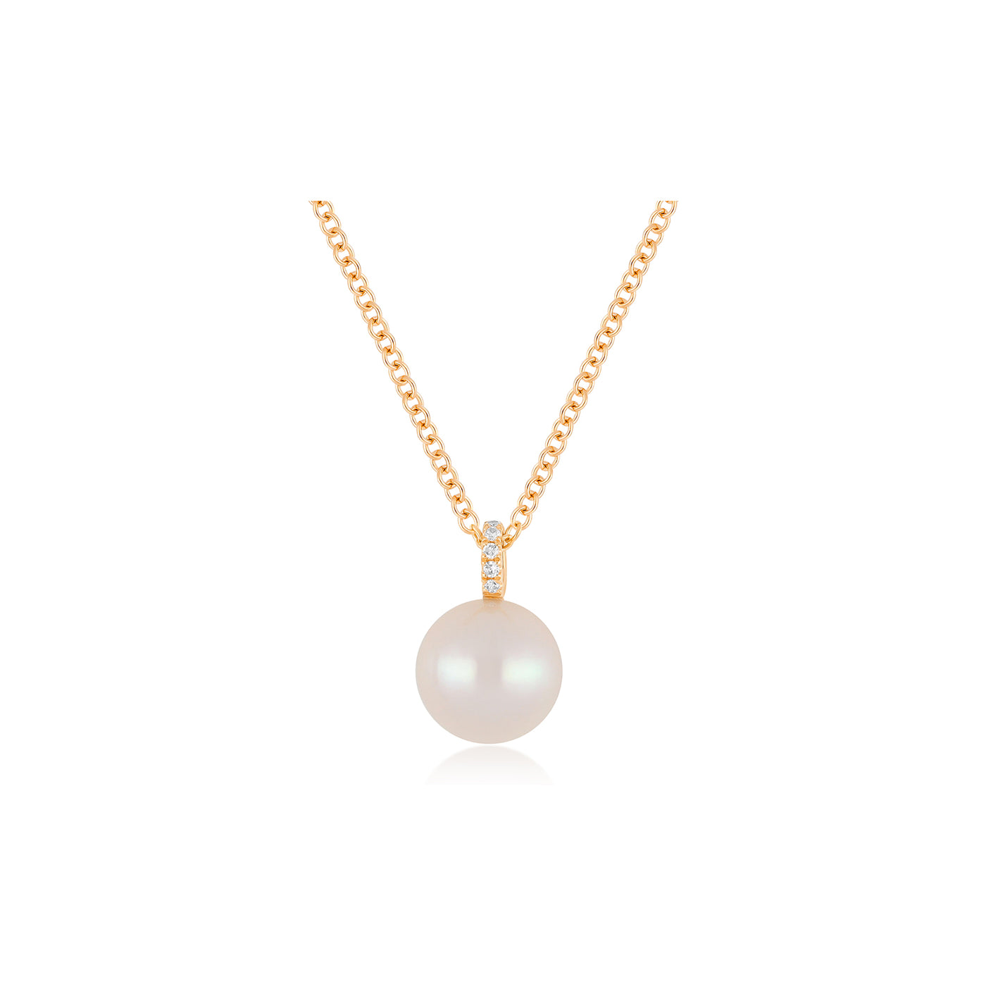 Pearl Ball Drop Necklace in 14k rose gold