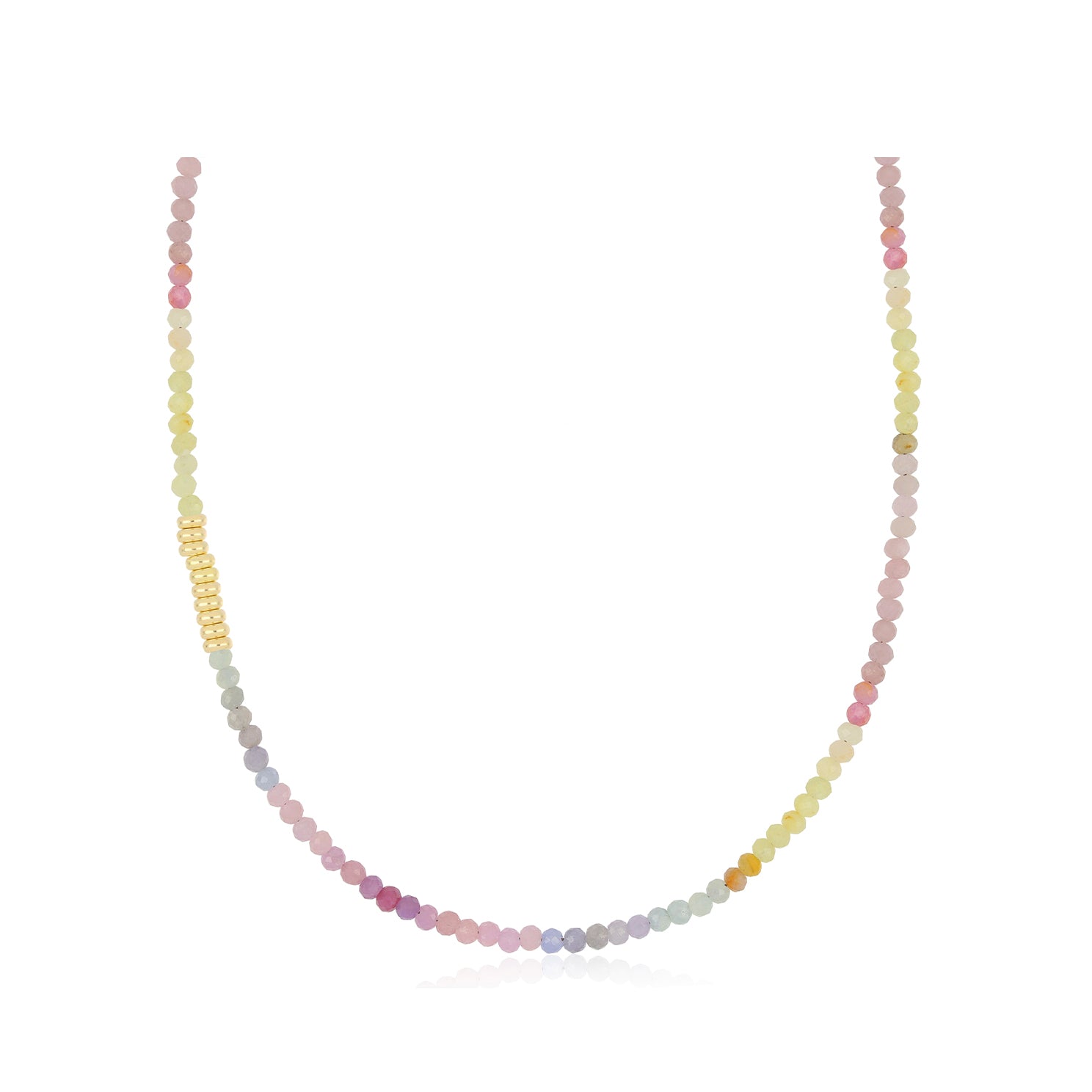 Ombré Sapphire Birthstone Bead Necklace & Triple Wrap Bracelet in 14k yellow gold