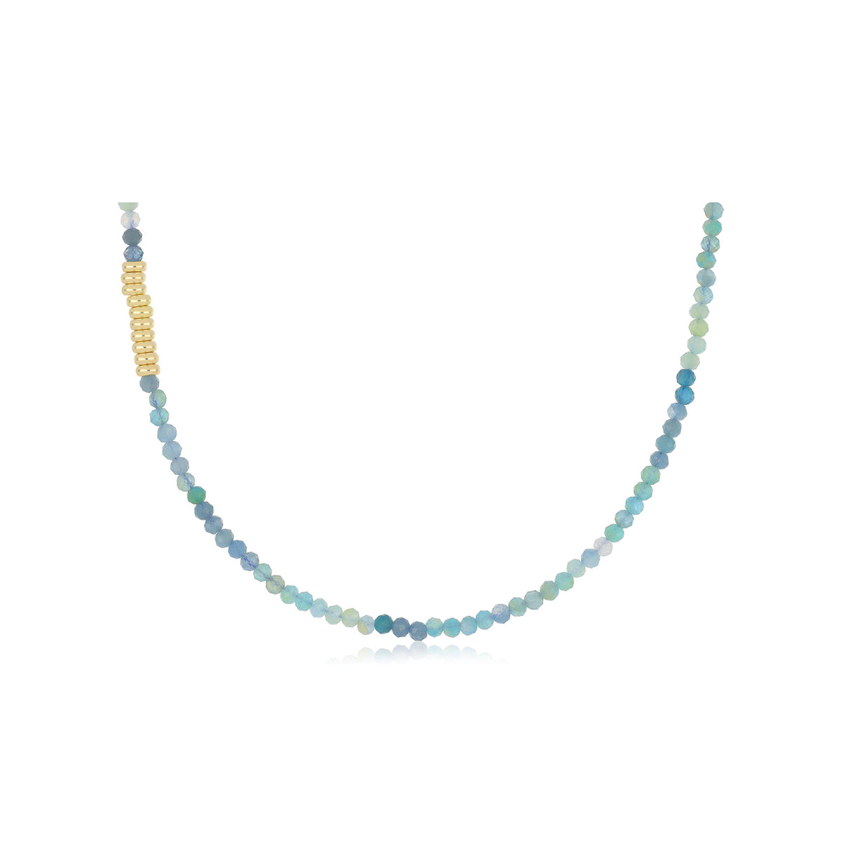 Ombré Tourmaline Birthstone Bead Necklace in 14k yellow gold