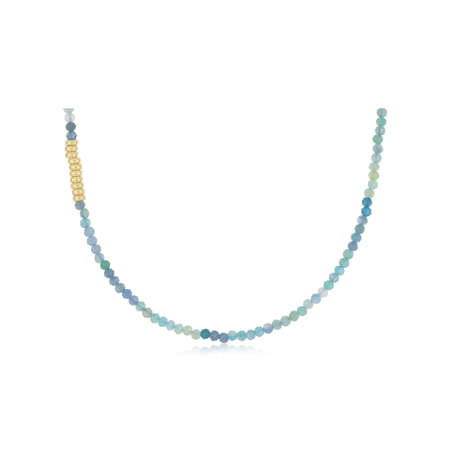 Ombré Tourmaline Birthstone Bead Necklace in 14k yellow gold