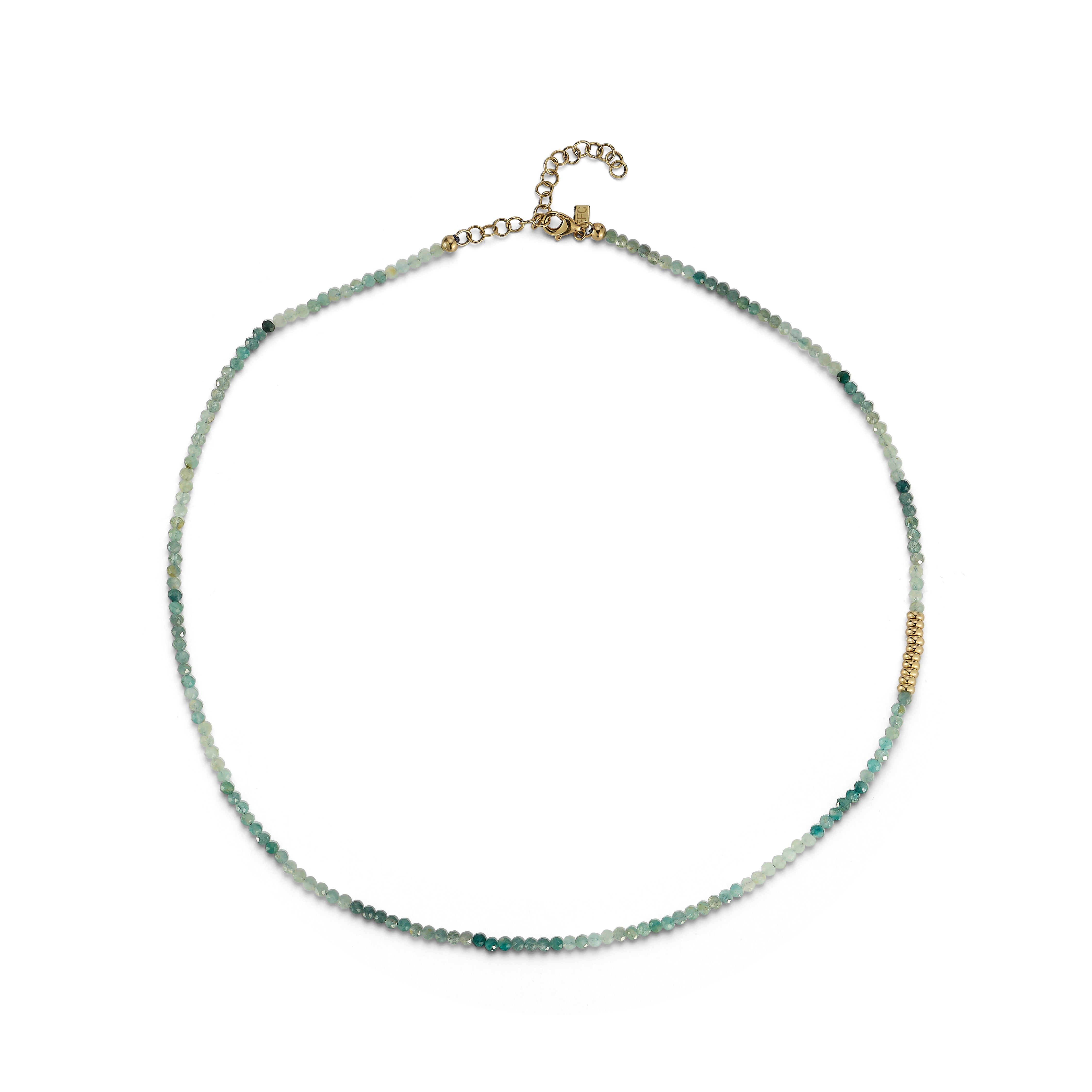 Ombré Tourmaline Birthstone Bead Necklace in 14k yellow gold