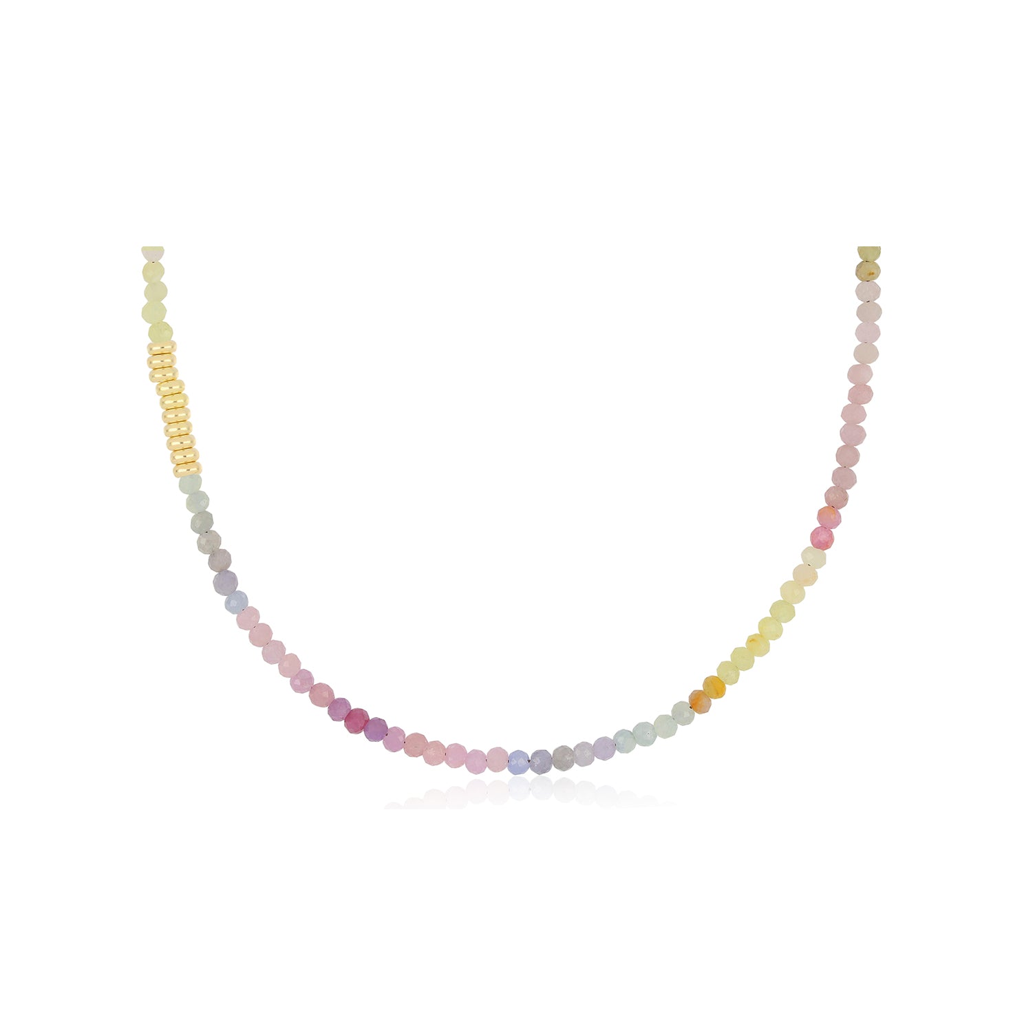 Ombré Sapphire Birthstone Bead Necklace in 14k yellow gold