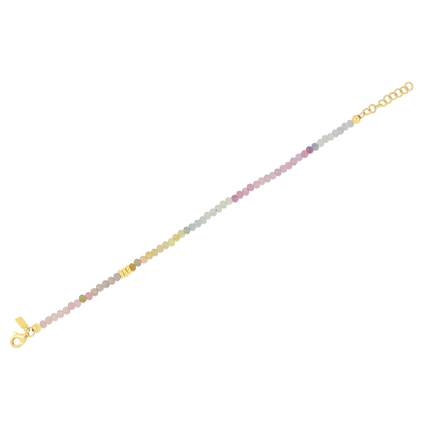 Ombré Sapphire Birthstone Bead Bracelet in 14k yellow gold