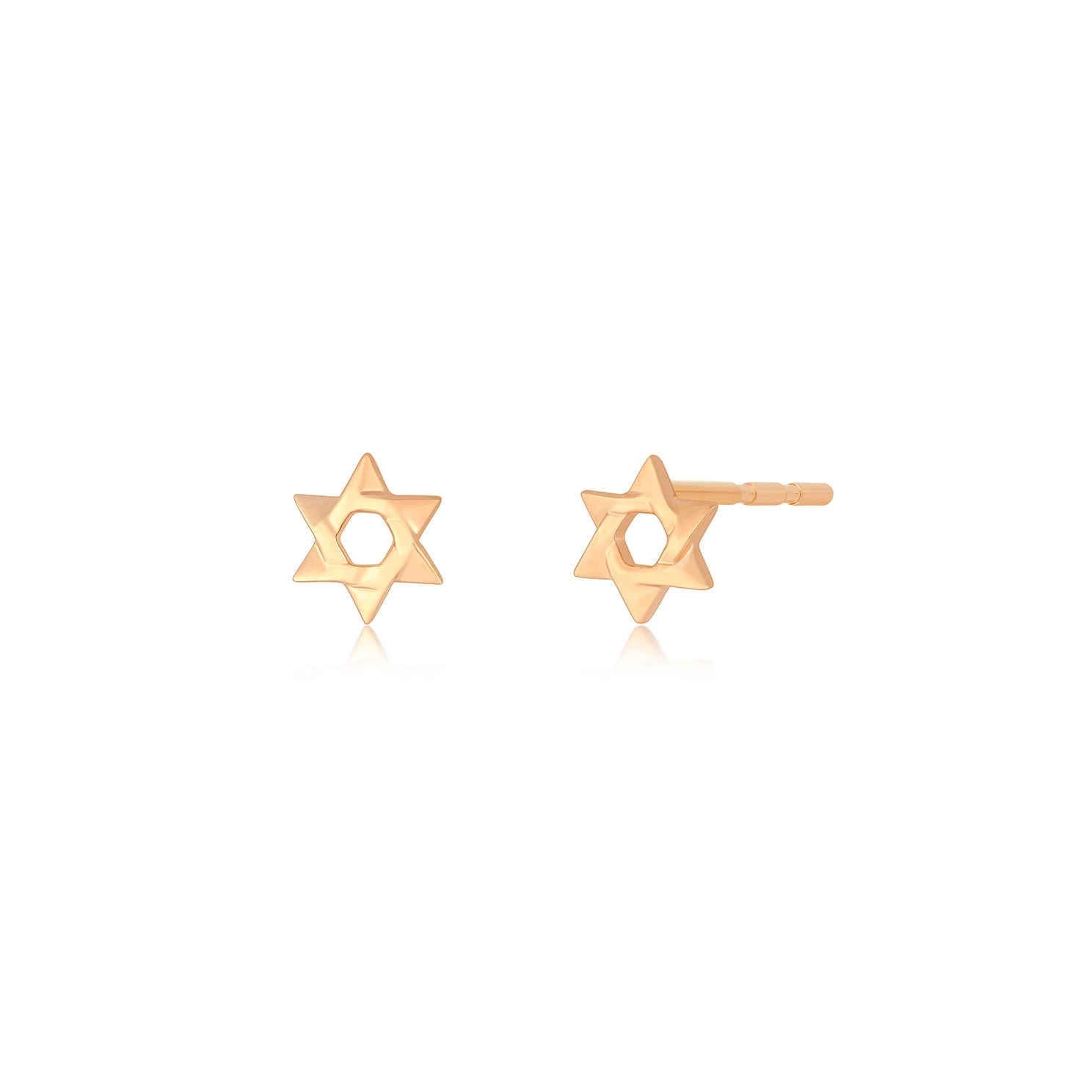 Gold Star of David Earring in 14k rose gold