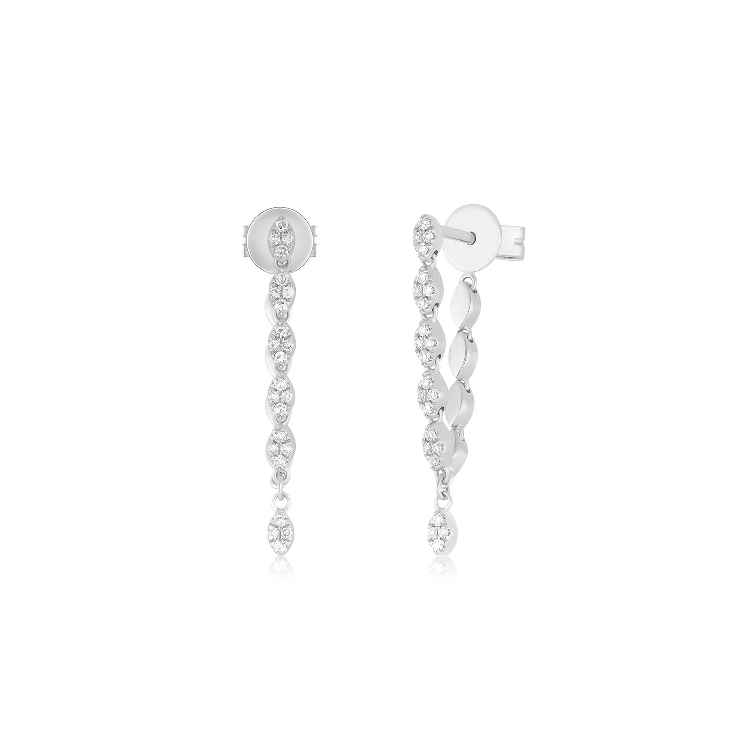 Pavé Diamond Marquise Chain Drop Stud Earring