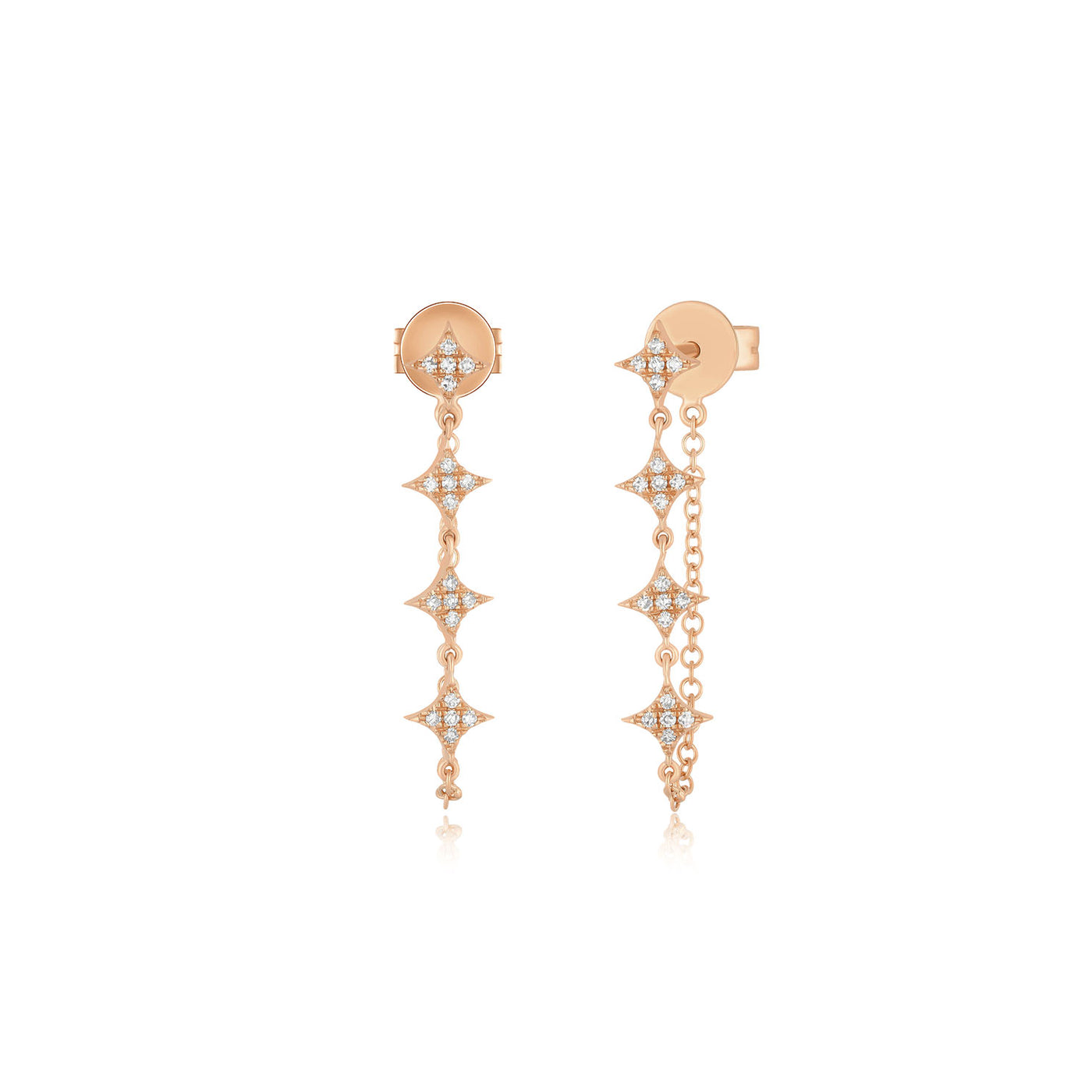 Multi Diamond Sparkle Chain Stud Earring