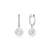 Gold & Diamond Fluted Disc Drop Huggie Earrings in 14k White Gold