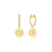 Gold & Diamond Fluted Disc Drop Huggie Earrings in 14k Yellow Gold