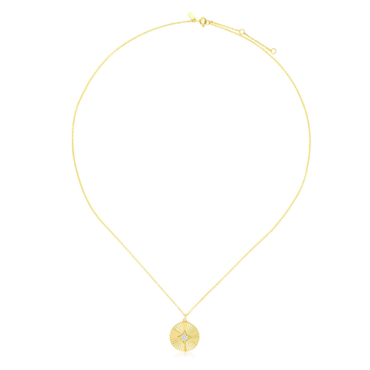 Gold & Diamond Fluted Disc Necklace