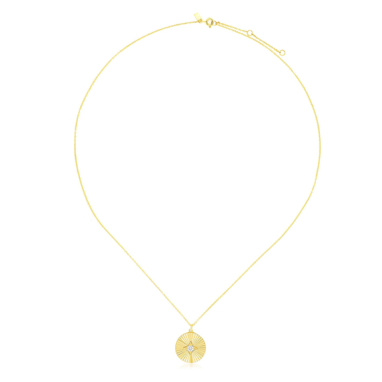 Gold & Diamond Fluted Disc Necklace