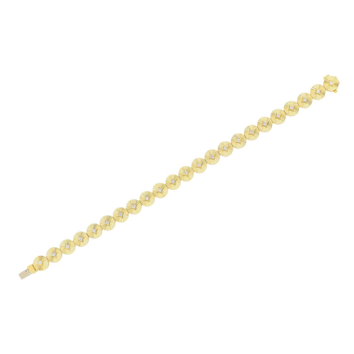 Gold & Diamond Fluted Disc Eternity Bracelet