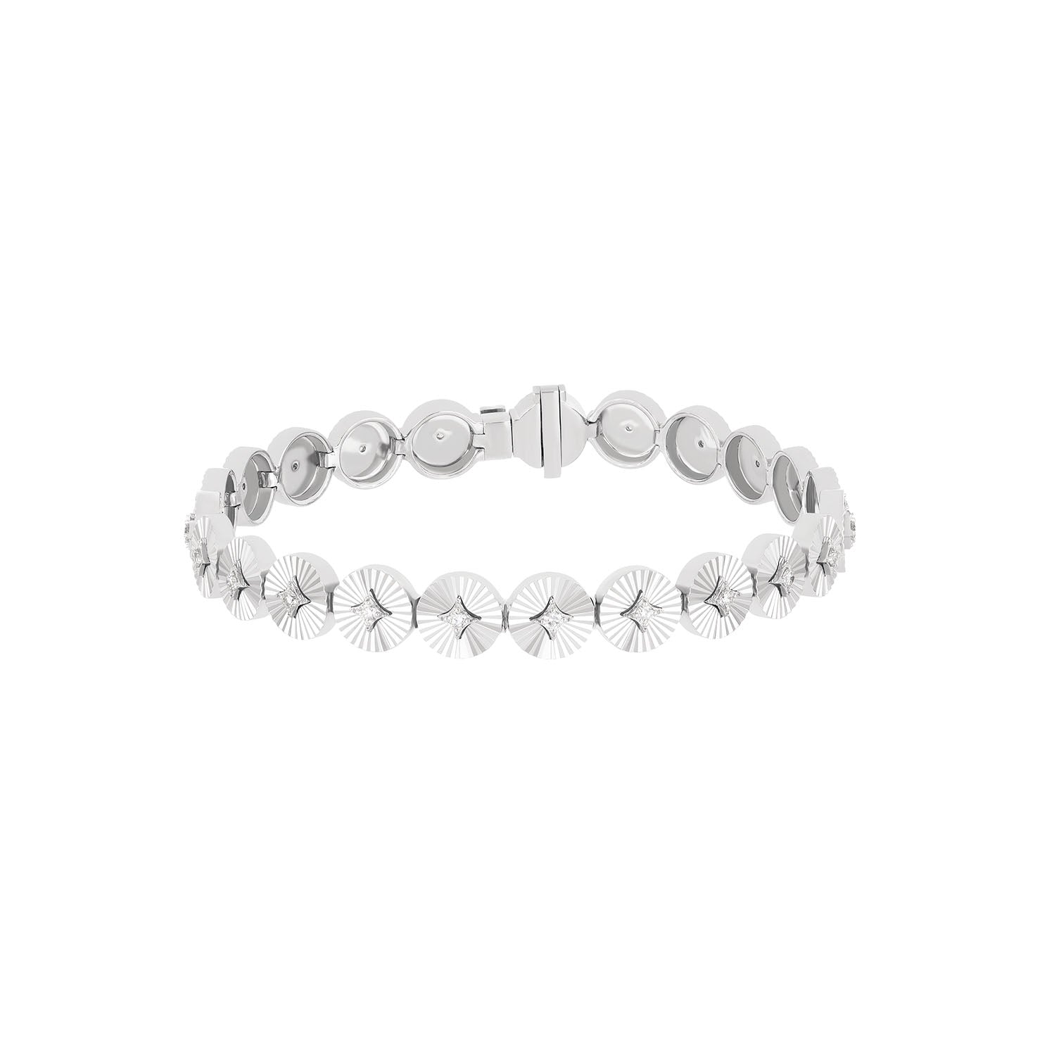 Gold & Diamond Fluted Disc Eternity Bracelet