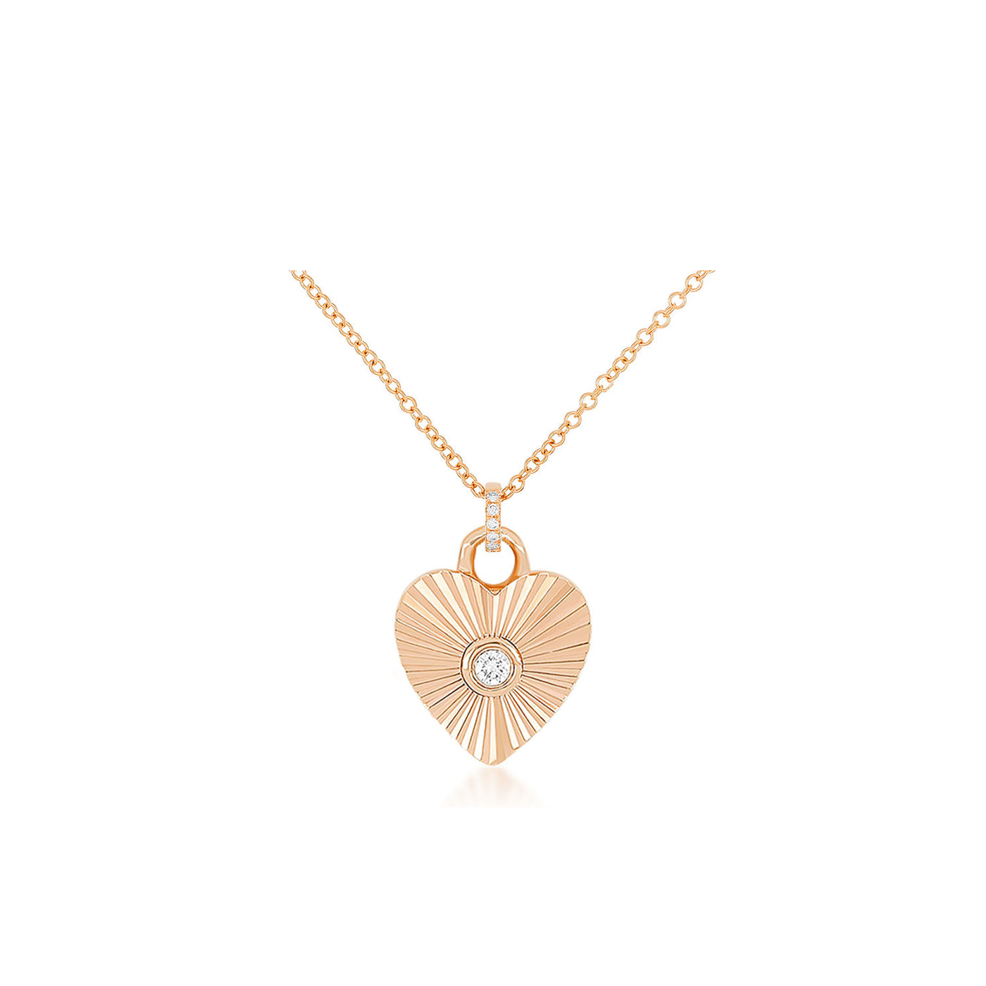 Gold & Diamond Fluted Heart Necklace