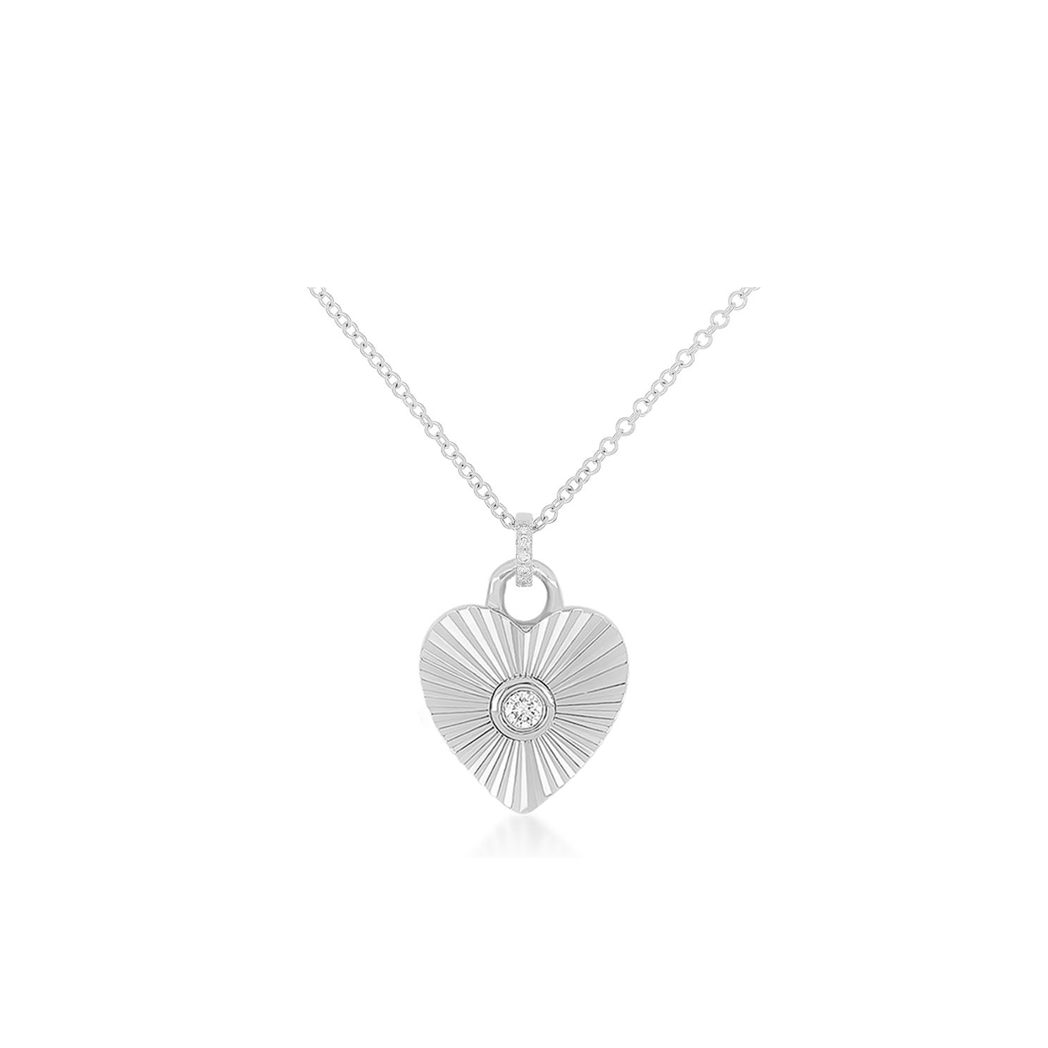 Gold & Diamond Fluted Heart Necklace