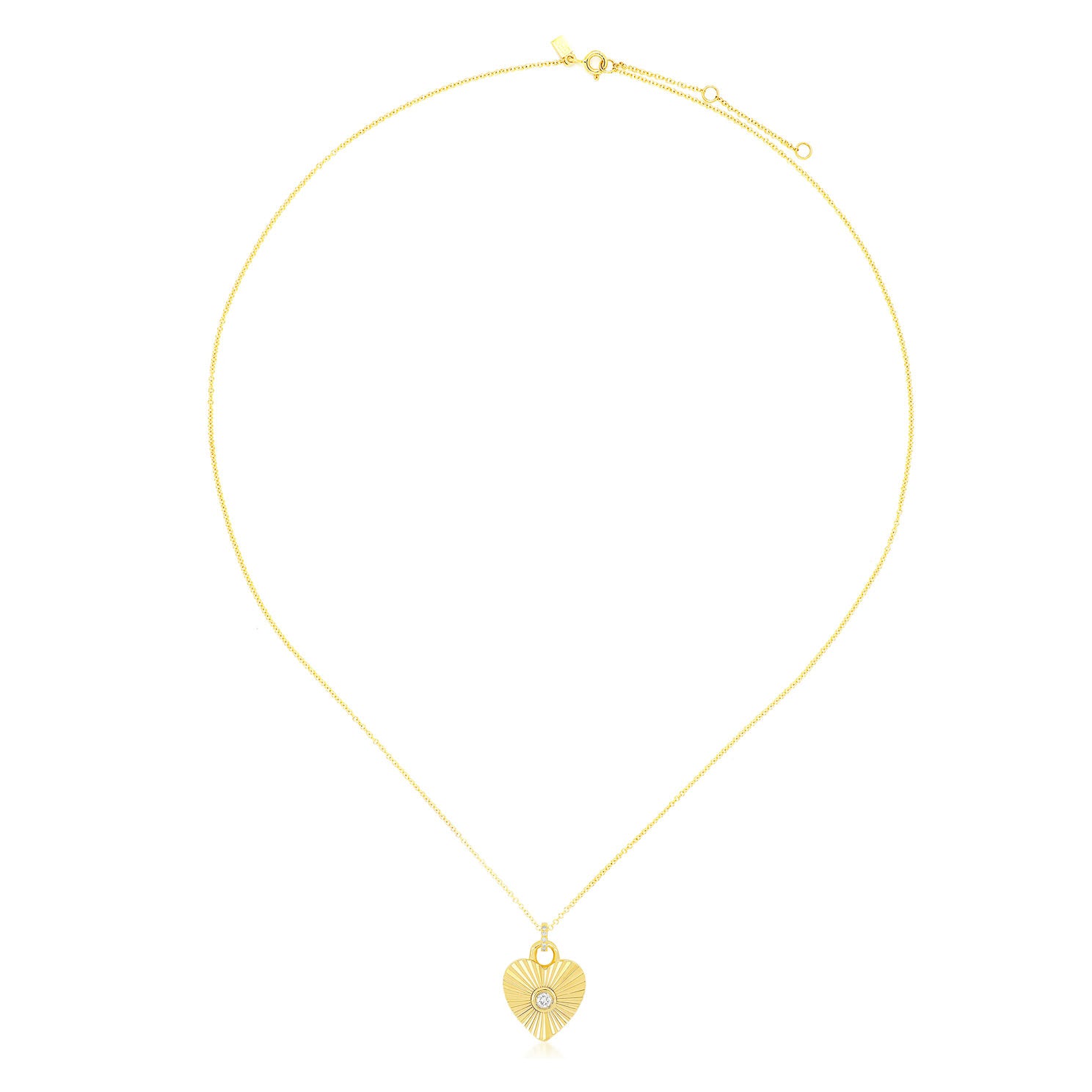 Gold & Diamond Fluted Heart Necklace