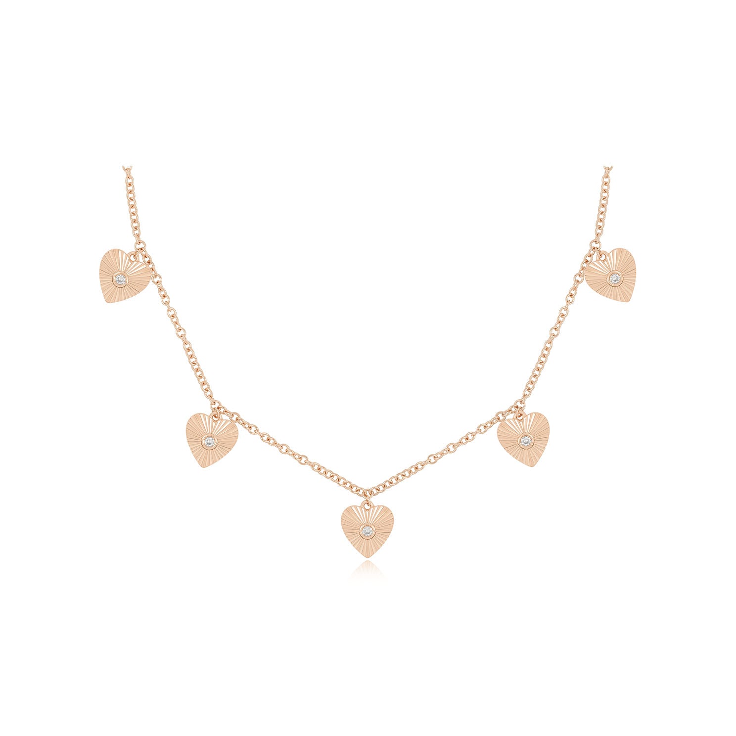 Multi Gold & Diamond Fluted Heart Necklace | 14k Gold | EF Collection ...