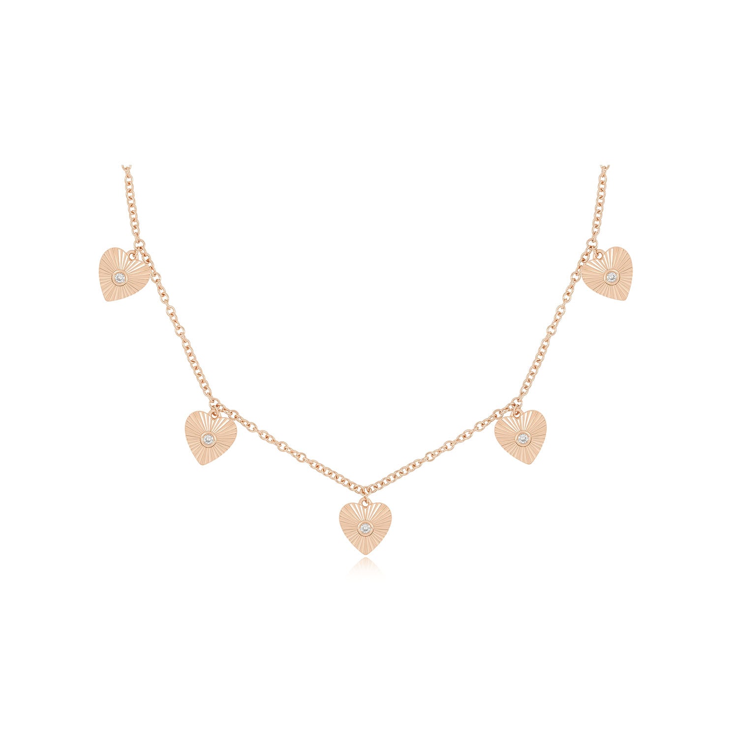 Multi Gold & Diamond Fluted Heart Necklace